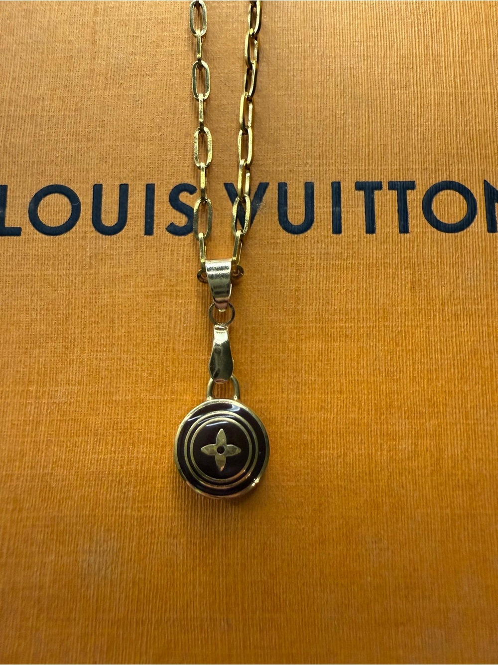 Louis Vuitton Gold and Black Enamel Pastilles Bag Charm Necklace-COA